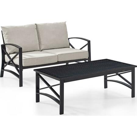 CROSLEY 2 Piece Kaplan Outdoor Seating Set with Oatmeal Cushion - Loveseat, Coffee Table KO60010BZ-OL